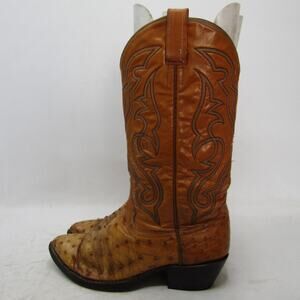 Cowtown Mens Size 9 D Orange Leather Full Ostrich Quill Cowboy Western Boots